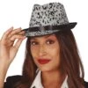 Gangsterhoed Luipaard Zilver -Vakantie Feest Winkel 13846