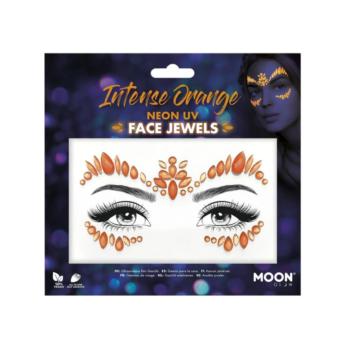 Face Jewels Neon UV - Oranje 3 Face Jewels Neon UV - Oranje