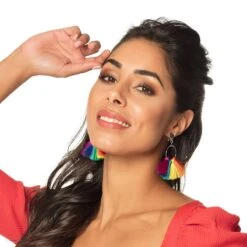 Oorbellen Regenboogkwastjes -Vakantie Feest Winkel bol flosjes 2 gr