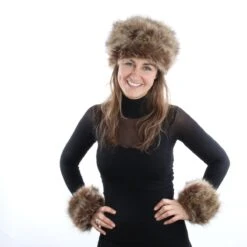 Luxe Bontmuts Wolf -Vakantie Feest Winkel bont accessoires bruin