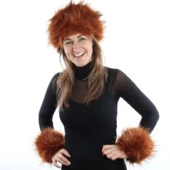 Luxe Bontmuts Bronsbruin -Vakantie Feest Winkel bont accessoires bruin oranje