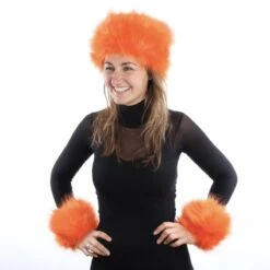 Bont Manchetten Oranje -Vakantie Feest Winkel bont accessoires oranje 1