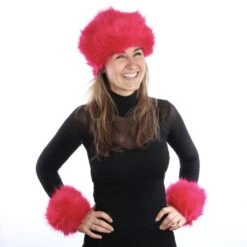 Luxe Bontmuts Rood -Vakantie Feest Winkel bont accessoires rood fel