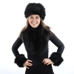 Luxe Bontmuts Zwart -Vakantie Feest Winkel bont accessoires zwart 1