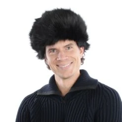 Luxe Bontmuts Zwart -Vakantie Feest Winkel bontmuts zwart heren