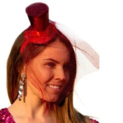 Mini Hoedje Tule Rood