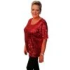 Pailletten Top Ronde Hals XL Rood -Vakantie Feest Winkel kk xl top rood gr