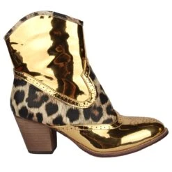 Laarsjes Gold Panter -Vakantie Feest Winkel laarzen panter goud gr4