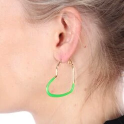 Neon Oorbellen Hart Groen -Vakantie Feest Winkel oorbel neon hart groen 4 gr