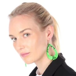 Neon Oorbellen Print Groen -Vakantie Feest Winkel oorbel neon kroko 4 gr