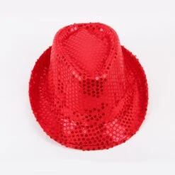 Paillettenhoedje Rood -Vakantie Feest Winkel pailletten hoed rood02
