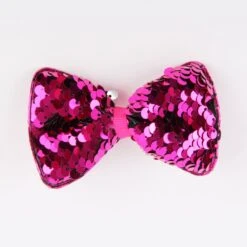 Reversible Paillettenstrikje Roze-zilver -Vakantie Feest Winkel pailletten strik pink zilver