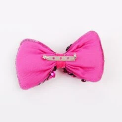 Reversible Paillettenstrikje Roze-zilver -Vakantie Feest Winkel pailletten strik pink zilver03