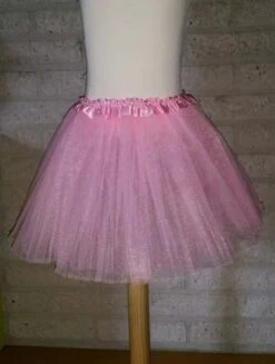 Tule Rok Kind Div. -Vakantie Feest Winkel petticoat glitter kind hoofs kk roze 1