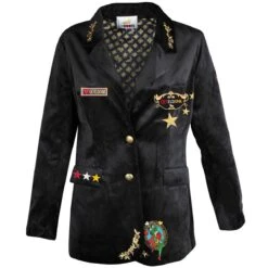 Oeteldonk Damesjas Zwart Fluweel Gepimpt