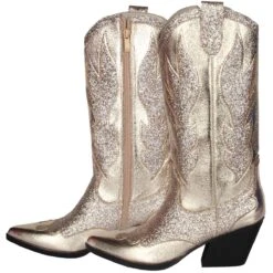 Luxe Cowboy Laarzen Goud Glitter 13 Luxe Cowboy Laarzen Goud Glitter -Vakantie Feest Winkel pwhlaars goud 4gr
