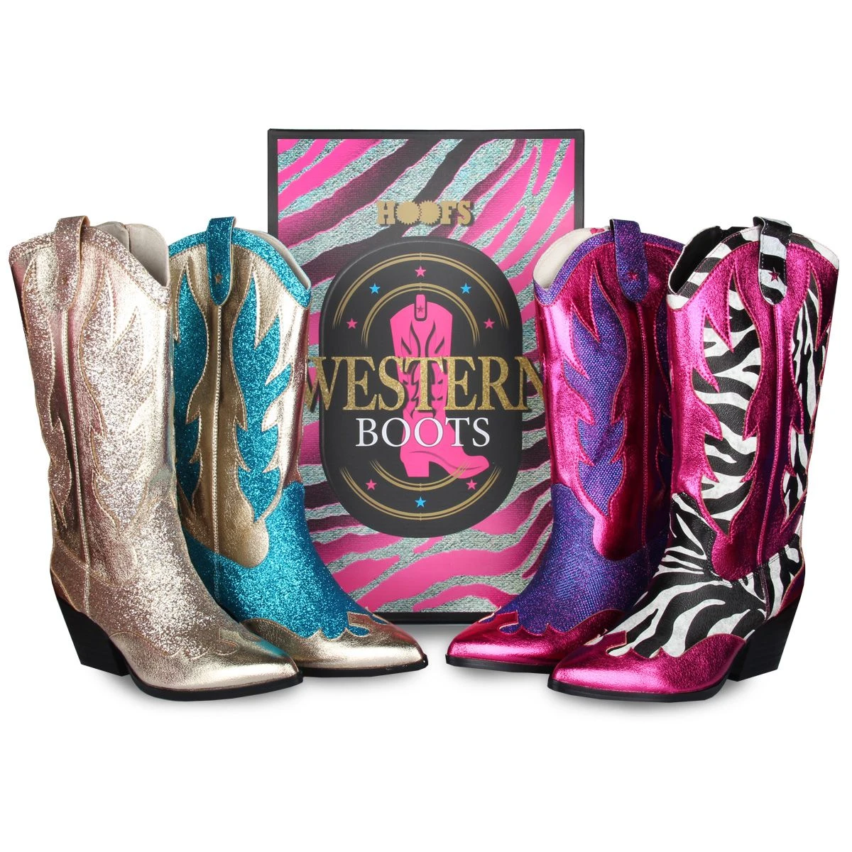 Luxe Cowboy Laarzen Goud/Turquoise Glitter 9 Luxe Cowboy Laarzen Goud/Turquoise Glitter - Afbeelding 7