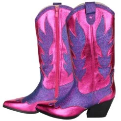 Luxe Cowboy Laarzen Roze/Paars Glitter -Vakantie Feest Winkel pwhlaars paars 3gr