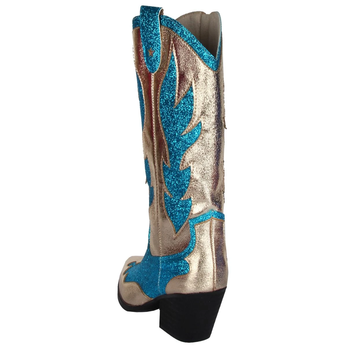 Luxe Cowboy Laarzen Goud/Turquoise Glitter 6 Luxe Cowboy Laarzen Goud/Turquoise Glitter - Afbeelding 4