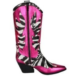Luxe Cowboy Laarzen Roze/Zebra -Vakantie Feest Winkel pwhlaars zebra 2gr