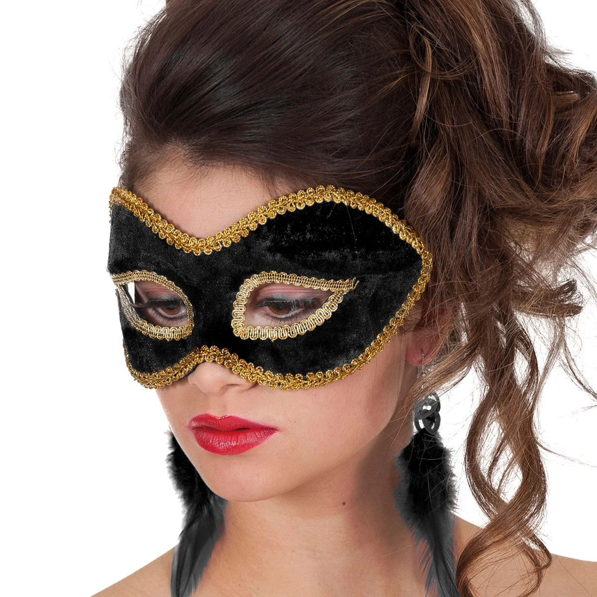 Oogmasker Fluweel Zwart 4 Oogmasker Fluweel Zwart - Afbeelding 2