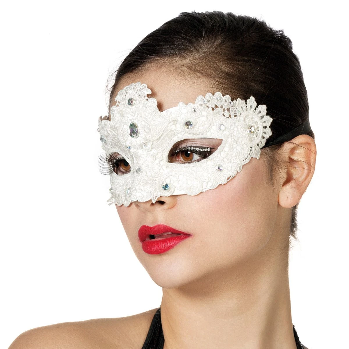 Oogmasker Steentjes Wit 4 Oogmasker Steentjes Wit - Afbeelding 2