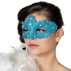 Oogmasker Blauw Parels -Vakantie Feest Winkel wil 34390 51 2
